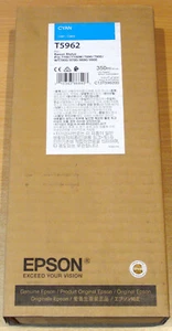 Original EPSON T5962 Cyan 350ml ink cartridge C13T596200 box dated 2021 GENUINE - Afbeelding 1 van 2