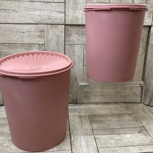 Juego de 2 latas vintage Tupperware rosa 805-6, 807-2 con tapas lote - Imagen 1 de 6
