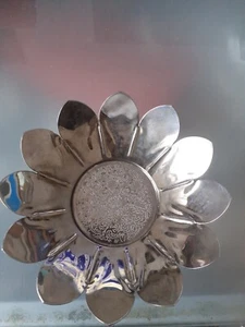 Vintage versilberte Lotusblume Blumenmuster Süßigkeiten Schmuck Geschirr Schüssel Geschenk Dekor - Bild 1 von 6