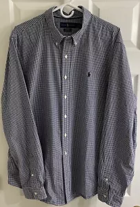 EUC! Polo Ralph Lauren Men’s XXL Slim Fit Stretch Poplin Check Button Down Shirt - Picture 1 of 9