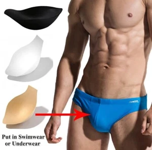 3ps Men's Bulge Pouch Enhancer Enlarge Cup Sponge Pad Insert For Swimwear - Picture 1 of 12