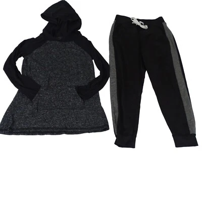 Justice Hoodie and Jogger Outfit Girls Size 6 7 Black Gray Activewear Sportswear - Image 1 of 4