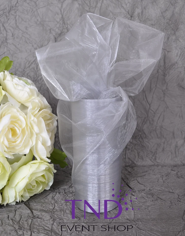 CARRETE ROLLO ORGANZA TRANSPARENTE 6" X 25 YARDAS BODA ARCO FAJA DECORACIÓN ARTESANAL Foto 1 de 1