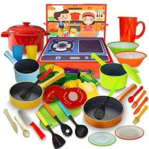 Kids 31PCs Kitchen Food Cooking Utensils Pots Pans Accessory Toy Pretend PlaySet - Picture 1 of 12