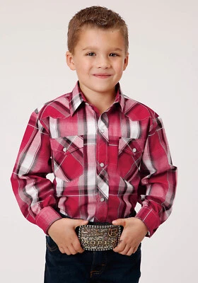 Roper Kids Boys 1204 Plaid Red/Black Cotton Blend L/S Shirt - Image 1 of 4