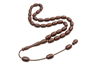 Turkish Brown Fiber Prayer Beads Capsule Yerli Tesbih, Small Tasbih Misbaha 446 - Picture 1 of 9