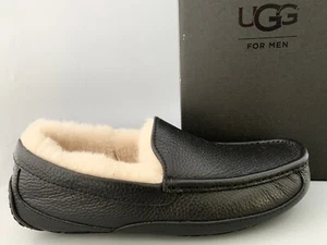 UGG Australia ASCOT LEATHER/ Sheepskin Slippers Men US7 #5379 $140 Blk #2 NEW - Picture 1 of 9
