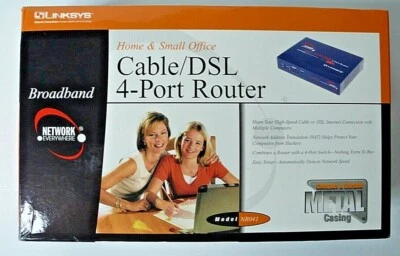 NEW Linksys Broadband NR041 100 Mbps 4-Port 10/100 cable DSL Router Metal Box - Image 1 of 3