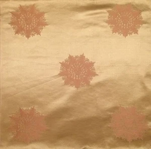 CHRISTOPHER HYLAND silk satin citrine green gold woven medallions four panel new - Picture 1 of 3