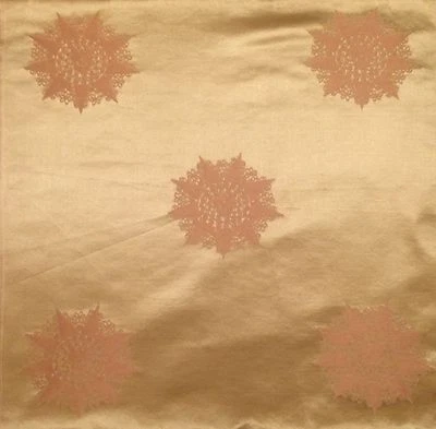 CHRISTOPHER HYLAND silk satin citrine green gold woven medallions four panel new - Image 1 of 3