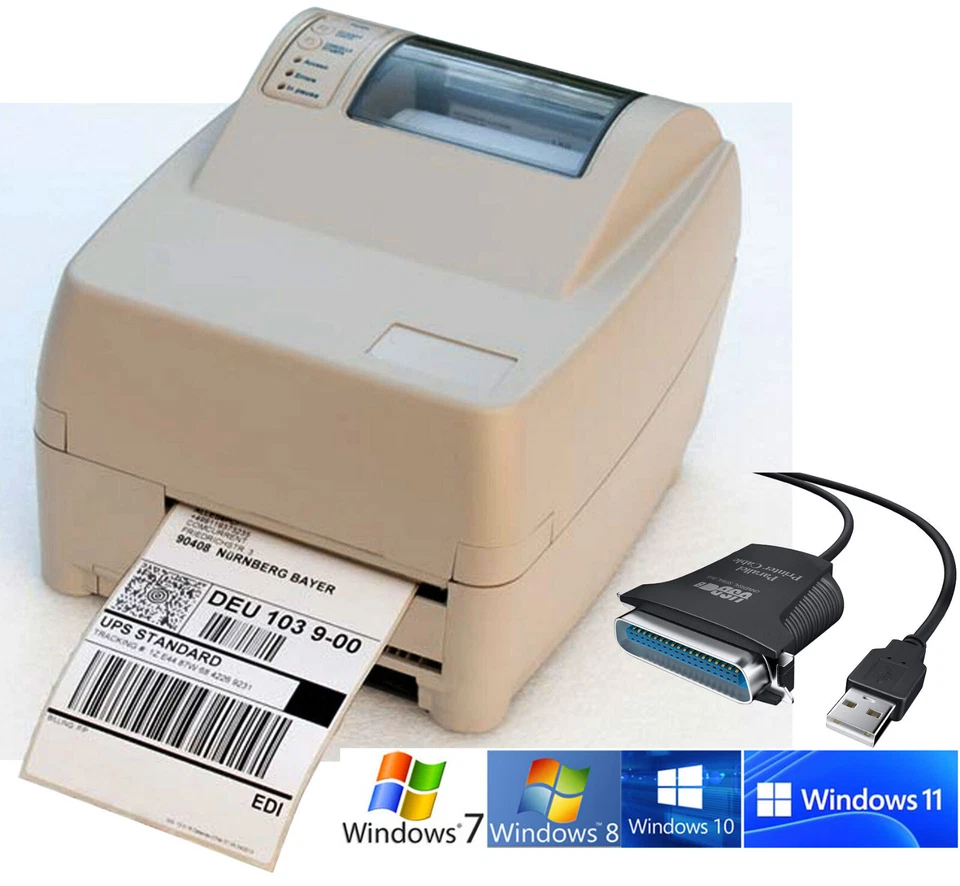 LABELPRINTER DATAMAX VERSANDETIKETTEND UPS DHL LPT USB CABLE WINDOWS XP 7 10 11 - Bild 1 von 1