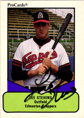 Lee Stevens 1991 ProCards Minor League - #103  Edmonton Trappers Signed - Image 1 of 2