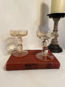 Vintage Rose Gold Pillar Candle Holders - Set of 2 - Made in Poland. - Picture 1 of 5