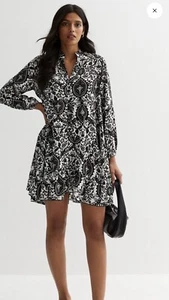 New Look Size 10 Black & White Paisley Dress BNWT - Picture 1 of 4