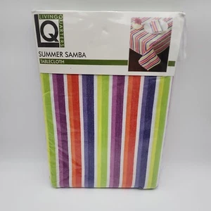 Living Quarters New 60"x102" Tablecloth multi-color striped summer samba cotton - Picture 1 of 4