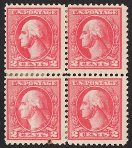 EE. UU. # 528c *COMO NUEVO OG H* { BLOQUE DE 4 "DOBLE IMPRESIÓN"} 2c WASHINGTON DESDE 1918 - Imagen 1 de 4