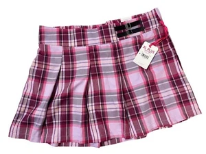 16-18 XL Size Pink Justice Pleated Plus Size Plaid Skirt with Under Shorts - Picture 1 of 4