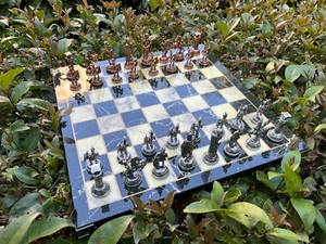 Luxury Roman Theme Chess Set – Metal Chess Pieces with Wooden- Large ChessBoard - Picture 1 of 11
