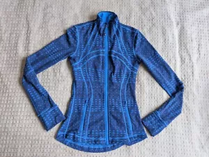 Lululemon Giacca Donna 2 Blu Definisci Triometrica Striscia Zip Foro Pollice Elasticizzato - Foto 1 di 9