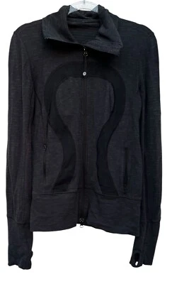 Chaqueta Lululemon In Stride para mujer talla 6 cremallera completa cuello alto negra carbón Foto 1 de 4