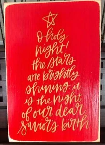 Letrero O SANTA NOCHE Grabado en Madera Porche Navidad Decoración de Pared Manto Cristiano - Imagen 1 de 1