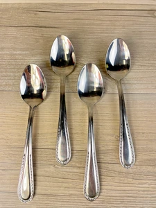 Oneida ALBERTA 4 Teelöffel 18/10 Edelstahl Perlen Porzellan 6 1/4" Guter Zustand - Bild 1 von 8