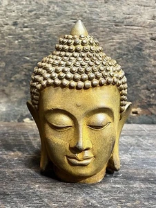 Buddha Head Bust Cast Iron Meditation Symbol Statue, 6.5” Tall - Picture 1 of 4