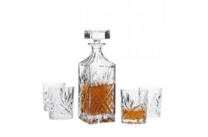 Godinger Dublin Crystal 5 Piece Decanter Whiskey Set - Picture 1 of 1