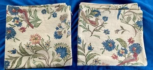 2 Pottery Barn  20” Square Multicolor Nature Blue Flowers Red Bird Pillow Covers - Picture 1 of 3