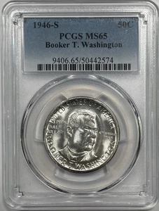 1946-S PCGS MS65 Booker T. Washington  Commemorative Half Dollar - Blast White - Picture 1 of 4