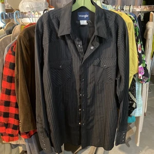 De Colección Wrangler Abotonable Perla Snap Para Hombre 2XL Negro con Rayas - Imagen 1 de 10