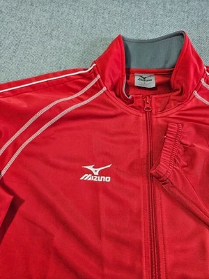 Chaqueta cortavientos MIZUNO roja de entrenamiento de equipo con cremallera completa para mujer | Talla L Foto 1 de 4