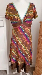 Whistles 100% Silk v neck boho Midi dress Size 12 - Picture 1 of 9