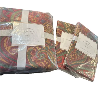 Pottery Barn Mira Paisley  Duvet Cover Full Queen & 2 Standard Shams NIP - Image 1 of 4