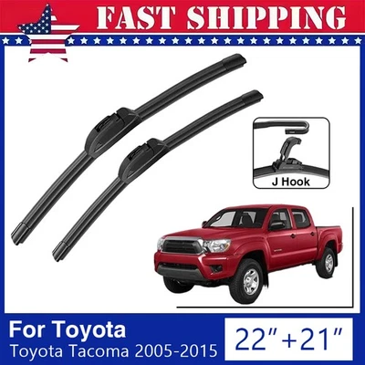 For 2005-2015 Toyota Tacoma Windshield Wiper Blades J-HOOK Hybrid Silicone - Изображение 1 из 4