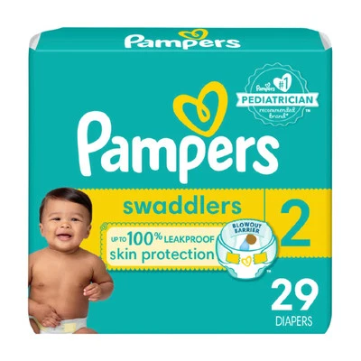 Pañales Pampers Swaddlers talla 2 100 protección a prueba de fugas para la piel del bebé Foto 1 de 4