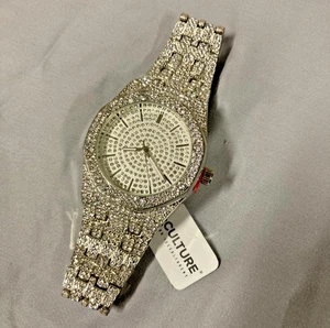 Techno Pavé Iced-Out 8651NS Men's Stainless Steel Quartz Analog Wristwatch NEW - Picture 1 of 6