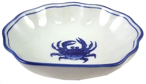 Plato de merienda de caramelo condimento jabón cangrejo azul y blanco de porcelana Coastal Maryland - Imagen 1 de 3