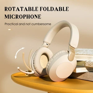 Silver White Wireless BT5.3 Headphones Over Ear Gaming Headset With Rotatable Mi - Picture 1 of 12