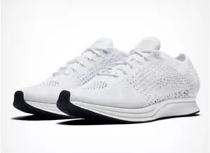 Nike UK 12 Men's Flyknit Racer White Goddess 526628 100 - New BNIB US 13 - Picture 1 of 4