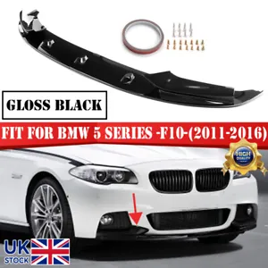 GLOSS BLACK FRONT SPLITTER LIP DIFFUSER FOR BMW F10 5 SERIES 11-16 M PERFORMANCE - Picture 1 of 14