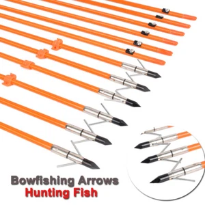 32'' Bowfishing Arrows Solid Fiberglass Archery Fishing Hunting Safety Slide - Picture 1 of 10