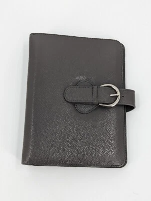 Franklin Covey CO AVA Gray Binder 9.2”x7” Full Grain Leather for Classic Planner