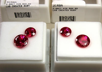 4 rubis vermelhos claros: 10mm 4ct + 8mm 2ct, criados em laboratório  - Imagem 1 de 4