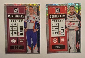 2021 Panini Donruss Parallel Lot Of 2 Denny Hamlin # CON11 Austin Dillon # CON14