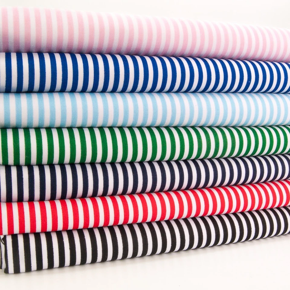 Candy Streifen Stoff - Polycotton Streifen Material - 8 Farben mit Weiß