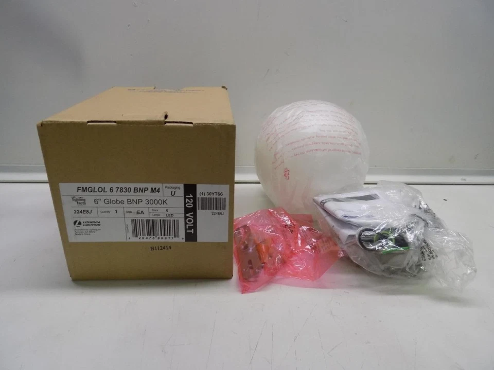 Globo de 6" de níquel cepillado pulido Lithonia Lighting FMGLOL 6 7830 BNP M4 Foto 1 de 4