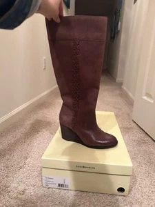 LUCKY BRAND- SANNA-WOMENS 9M TOBACCO WINTER HAZE WEDGE BOOTS - Picture 1 of 1