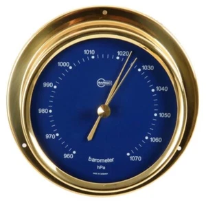 Barigo Barometer Messing Skala blau analog Regatta 120mm x 40 mm 184msbl - Bild 1 von 2