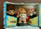 Wishnik By Ideal Case 1960’s With Two Trolls And Accessories